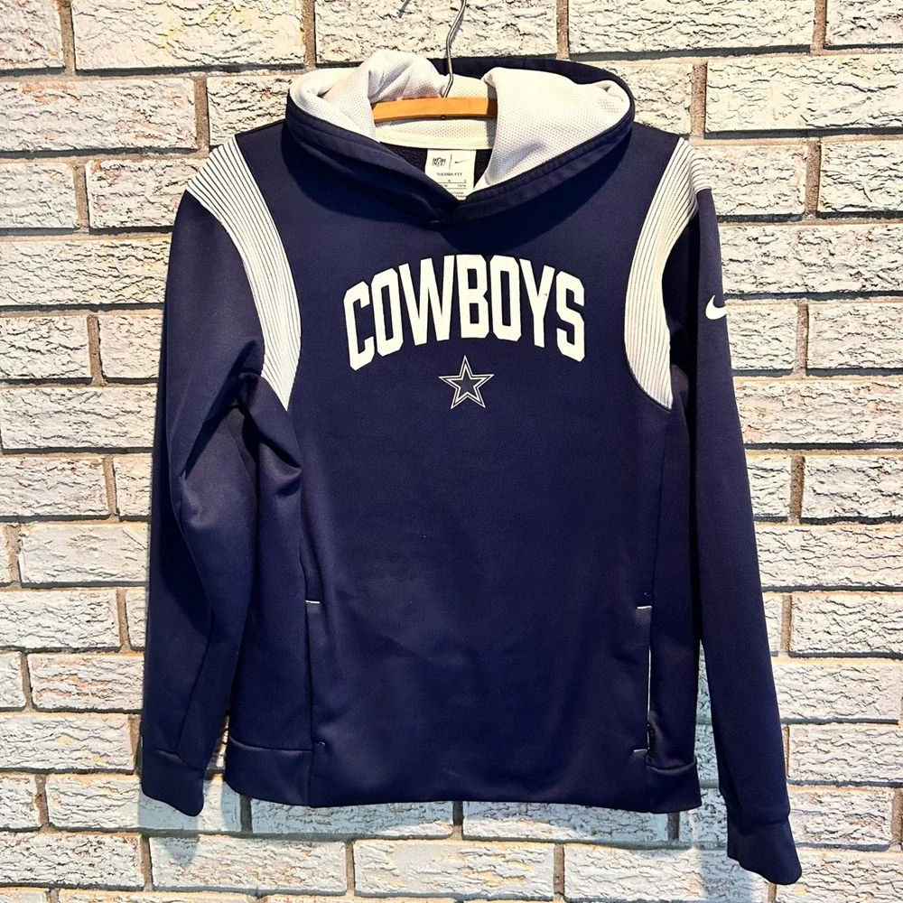 Nike Dallas Cowboys Youth Large Navy Blue Therma-FIT NFL Hoodie Sweatshirt